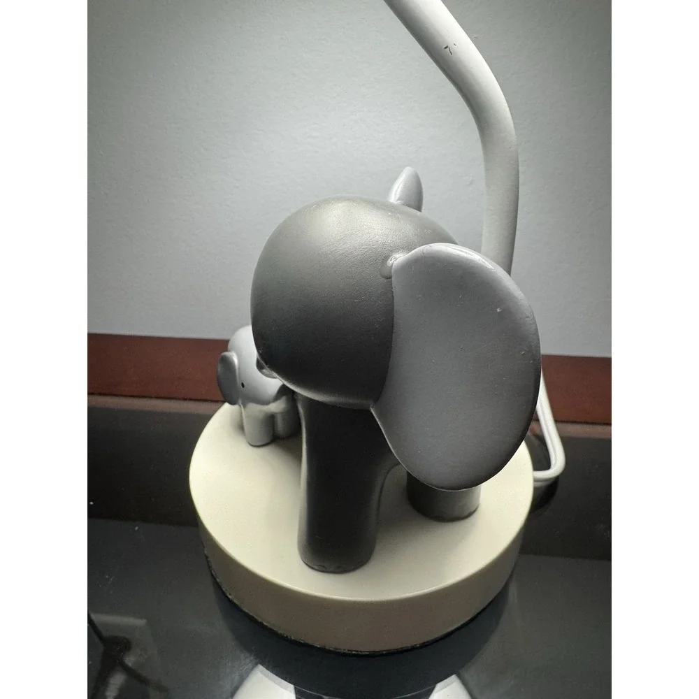 Elephant Nursery Table Lamp Lambs & Ivy Mother Baby Gray White w/ Shade